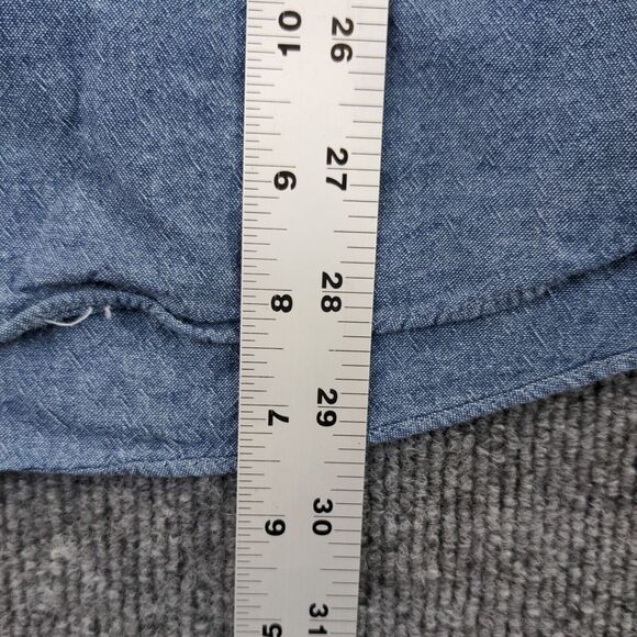 Fly Cattleman Pearl Snaps Button Down Shirt Long Sleeve Mens Size M Blue - Picture 5 of 12